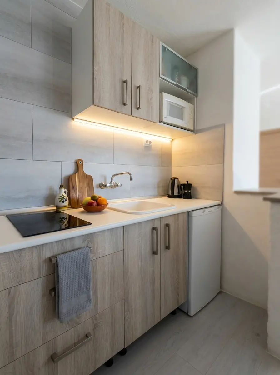 The Kitchen Runs Along The Wall Opposite The Window